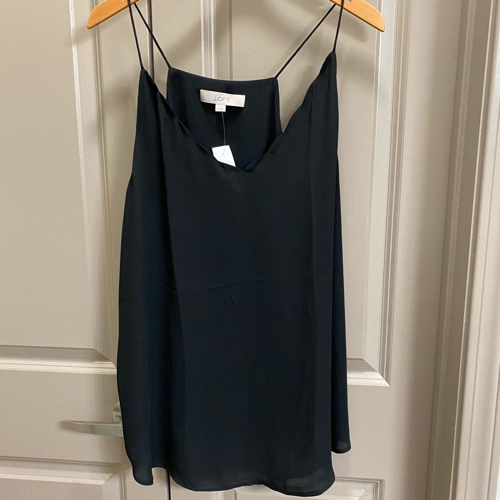 Chiffon tank with scalloped neckline